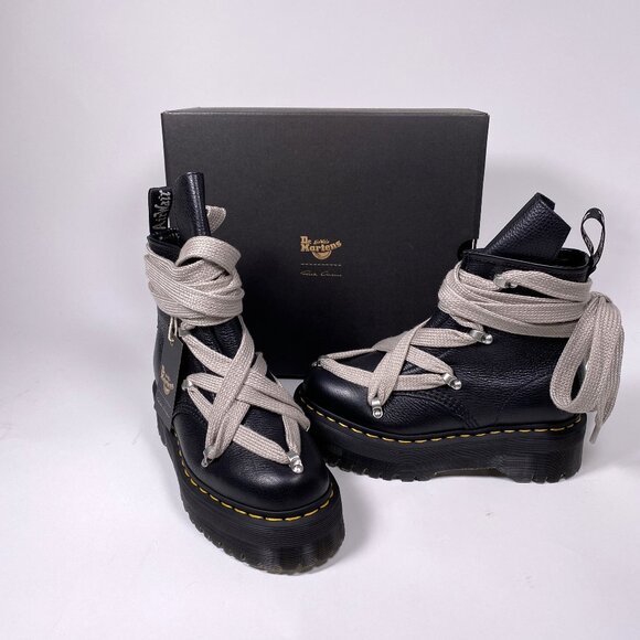 DR.MARTENS x RICK OWENS Black Leather 1460 Quad Pentagram Jumbo Lace Boots - Picture 1 of 10
